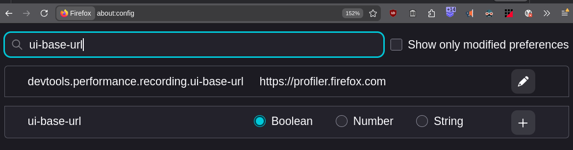 Firefox profiler URL setting